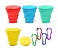 GVSAVY 4PCS Telescopic Folding Cup with 4 Carabiners, Folding Water Cup, Silicone Folding Cup, Travel Folding Cup, Folding Coffee Cup, Suitable for Traveling, Camping
