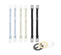 GVSAVY 6 Bra Strap Holders with 3 Round Non-slip Buckles, Adjustable Bra Clips, Non-slip Bra Clips for Women, Bra Strap Set, Suitable for All Bras (Black, Skin Color, White)