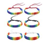 GVSAVY 6 Braided Bracelets, Party Bag Filler, Friendship Bracelet Set, Simple Statement Wristbands, Adjustable Colorful Bracelets, Pride Celebration Accessories, for Anniversaries, Valentines Day