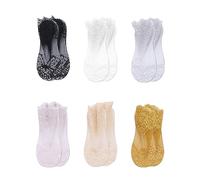 GVSAVY 6 Pairs of Women's Socks, Lace Ankle Socks, Women's Casual Socks, Non-Slip Low Top Socks, Fashion Breathable No Show Socks for Dancing, Walking, Fitness