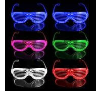 GVSAVY 6 Pieces Light Up Cutout Glasses, Shutter Party Glasses, Funny Glasses For Kids, Retro Neon Color Glasses, Masquerade Glasses For Adult Kids Birthday, Halloween, Rave, Concert