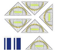 GVSAVY 6 Triangle Rulers, 2 Erasers, Plastic, 20.8cm x 8.5cm, Multifunction, Portable, Transparent