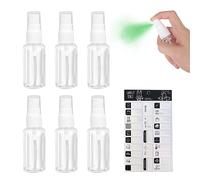 GVSAVY 6pcs 20ml spray bottle with 1 sticker sheet, mini plastic spray bottle, portable travel spray bottle, refillable liquid sprayer for lotion, perfume and other liquid
