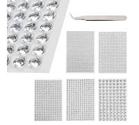 GVSAVY 6PCS Self-Adhesive Rhinestone Stickers, Acrylic Crystal Gemstone Stickers with Tweezers for DIY Nail Art, Mobile Phone, Makeup and Decoration (3mm/4mm/5mm/6mm/8mm/10mm)