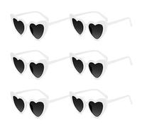 GVSAVY 6pcs White Heart Sunglasses, Retro Glasses, Love Heart Sunglasses, Uv Protection, Fashion Sunglasses, Outdoor Party