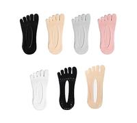 GVSAVY 7 Pairs Women's Five Toe Socks, Invisible Shallow Mouth Socks, Short Style Split Toe Socks, Non-Slip Summer Boat Socks (Black, White, Grey, Pink, Skin Tone)