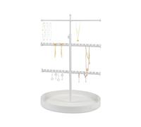 GVSAVY Jewelry Storage - Necklace & Earrings Rack, Height Adjustable Metal Tray (White)