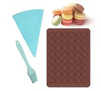GVSAVY Macaron Baking Mat, 1 Oil Brush, 1 Piping Bag, 48-Hole Silicone Mat, Non-Stick, Can Make Chocolate & Biscuits (39 * 28cm)