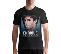 GVSCVS Enrique Iglesias Men's Classic Short Sleeve Music Band Shirt Black (Large)