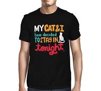 GVSCVS HAODI 1Tee Mens My Cat and I Have Decided to Stay in Tonight White Yellow Black Red Mens Women T Shirt 100% Cotton3206(XX-Large)