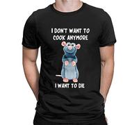 GVSCVS I Don't Want to Cook Anymore T Shirt Men I Dont Want to Die Tshirts Cartoon Mouse T-Shirt top Tees Black(XX-Large)