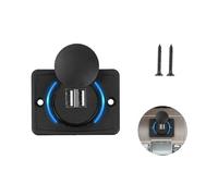 GVSS 1 x 12 V Camping Car USB Charger 3.1 A Waterproof USB Socket with Blue Light, Double USB Port Adapter for Boat, Truck, SUV, RV, with 2 Screws, Universal