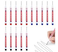 GVSS 15 x Deep Hole Markers with Extra Long Fine Tip 20 mm, Carpenter's Marker Pen, Carpenter's Pencils for Marking on Wood, Metal, Concrete and Plastic, Black, Red, Blue
