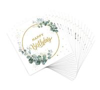 GVSS Pack of 40 Birthday Paper Napkins, 33 x 33 cm, Happy Birthday Napkins, Green Paper Napkins, Happy Birthday Napkins, Vintage Decoration for Wedding, Christening, Parties and Celebrations