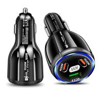 GVTECH 90W USB C Car Charger, Fast Charging, 3-Port Car Adapter with 2 PD 30W and QC 3.0 Quick Charger, Compatible with iPhone 17/16/15/14/13/12 Pro MAX, iPad Pro/Air, Galaxy S25/S24/S23
