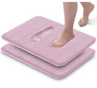 GVTECH Memory Foam Bath Mat, (2 Pack) Non-Slip Back, 40x60 cm Fleece Softness, Highly Absorbent, Bathroom Carpet, Super Soft Microfiber Bath Rug, Rectangle, Easy to clean Mat, Peach