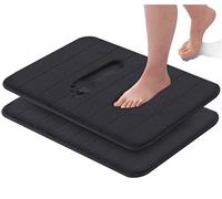 GVTECH Memory Foam Bath Mat, Non-Slip Back, 40x60 cm Fleece Softness, Highly Absorbent, Bathroom Carpet, Super Soft Microfiber Bath Rug, Rectangle, Easy to clean Mat (Black)