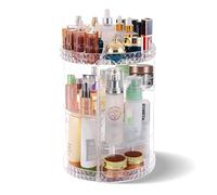 GVTECH Rotating Makeup Organizer, 360 Degree Cosmetic Organizer Vanity Display Cases Cosmetic Transparent Makeup Organizer Adjustable Box (Transparent)
