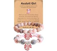GVUSMIL Cute Axolotl Salamander Bracelet with a Card, a Perfect Christmas and Birthday Jewelry Gift for Women, Daughters, Granddaughters and Nieces, Adjustable, Stone, no gemstone