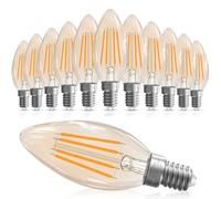 GvvooHome E12 Candelabra Bulb 40 watt Equivalent, E12 LED Bulb Dimmable Pendant Bulbs, 2200K Amber Warm, B10 Candle Bulb, 90+CRI, 400LM, Amber Glass Finish, Pack of 12