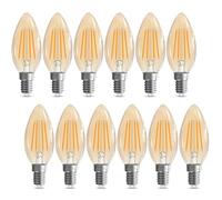 GvvooHome E12 Candlestick Bulb 40 watt, B10 Candle Bulbs E12 LED Bulb Non-Dimmable Pendant Bulbs, 2200K Amber Warm, 90+CRI, 400LM, Amber Glass Finish, Pack of 12