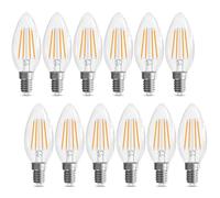 GvvooHome E12 Candlestick Bulb 40 watt, E12 LED Bulb Non-Dimmable Pendant Bulbs, B10 Candle Bulbs 2700K Soft White, 90+CRI, 400LM, Cear Glass, 12 Pack