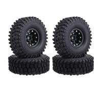 Gvvsjgdbis 1.9 Beadlock Wheels Crawler and Rubber Tires 120mm Diameter for 1/10 RC CAR AXIAL SCX10 II -4 T6 Black