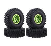 Gvvsjgdbis 1.9 Beadlock Wheels Crawler and Rubber Tires 120mm Diameter for 1/10 RC CAR AXIAL SCX10 II -4 T6 Green