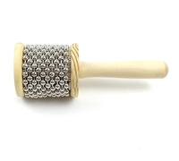 Gvvsjgdbis 1 PCS Diameter 11.5cm Wooden Hand Kabasa, Hand-Cranked Percussion Instrument with Metal Beads As Shown Wood+Metal for Adult Band Music Education