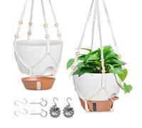 Gvvsjgdbis 10 Inch Hanging Planter for Indoor Plants, 2 Pack Self Watering Hanging Baskets Flower Pots with Drainage Hole White