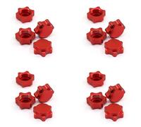 Gvvsjgdbis 16Pcs Aluminum Wheel Hub Cover Anti-Dust Cover 17mm Hex Nut for 1/8 RC Car,Red