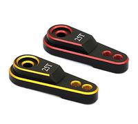 Gvvsjgdbis 2 Pcs Hard 25T M3 Steering Link Servo Arm Horn for 1/10 RC Crawler TRX4 Metal Upgrade Parts, Red & Gold