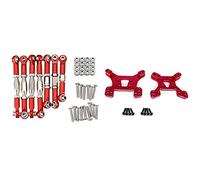 Gvvsjgdbis 2 Set RC Car Part: 1 Set Metal Linkage Servo Pull Rod Steering Tie Rod Set & 1 Set Front and Rear Shock Tower Board Set