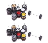 Gvvsjgdbis 20 Sets 1/64 Offroad Wheels/Rubber Tires 18.3mm Removable Tire for Wheel 1:64 RC Truck Model Off-Road SUV Random Color