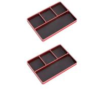 Gvvsjgdbis 2X 1/10 1/8 RC Model Car Metal CNC Four-Grid Simple Screw Disk Storage Box Metal Nut Screw Tray,Red