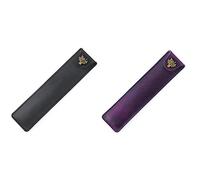 Gvvsjgdbis 2X Genuine Leather Pen Pouch Single Pencil Bag with Snap Button for Rollerball Fountain Ballpoint Pen-Black &