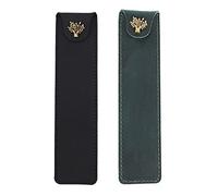 Gvvsjgdbis 2X Leather Pen Pouch Holder Single Pencil Bag with Snap Button for Rollerball Fountain Ballpoint Pen-Black & Green