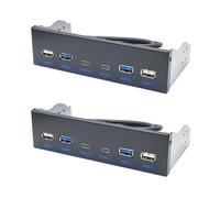 Gvvsjgdbis 2X USB 3.0 Front Panel for Desktop 5.25In CD-ROM Drive Bay USB3.0/3.2 19Pin USB2.0 9Pin to 2x USB Type C