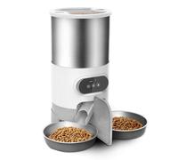 Gvvsjgdbis 4.5L Automatic Cats Dispenser Smart Cat Dog Food Feeder Single/Dual Stainless Steel Bowls Pets Feeding for Dry Foods