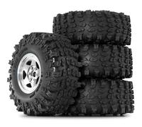Gvvsjgdbis 4Pcs 1.9 Inch Metal Tire Wheels with 118mm OD Tires for Axial SCX10 D90 Wraith 1/10 RC Climbing Crawler Car Parts Silver