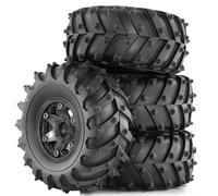 Gvvsjgdbis 4pcs 128mm 1/10- Beadlock Wheel Rim Rubber Tire Set for 1/10 RC Crawler Car TRX4 D90 D110 Axial SCX10 Black