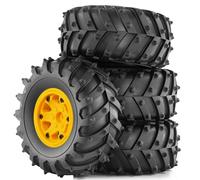 Gvvsjgdbis 4pcs 128mm 1/10- Beadlock Wheel Rim Rubber Tire Set for 1/10 RC Crawler Car TRX4 D90 D110 Axial SCX10 Yellow