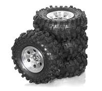 Gvvsjgdbis 4pcs 51mm 1.0Inch Metal Beadlock Wheel Tire Set for 1/18 1/24 RC Crawler Car TRX4M SCX24 FCX24 Upgrade Parts Silver