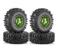 Gvvsjgdbis 4pcs 63mm 1.0 Inch Metal Beadlock Wheel Tire Set for 1/18 1/24 RC Crawler Car TRX4M SCX24 AX24 FCX24 Upgrade Parts Green