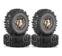 Gvvsjgdbis 4pcs 63mm 1.0 Inch Metal Beadlock Wheel Tire Set for 1/18 1/24 RC Crawler Car TRX4M SCX24 AX24 FCX24 Upgrade Parts Brown