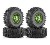 Gvvsjgdbis 4pcs 63mm 1.0inch Beadlock Wheel Tire Set for 1/18 1/24 RC Crawler Car TRX4M SCX24 FCX24 Upgrade Parts Accessories Green