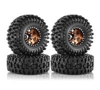 Gvvsjgdbis 4pcs 98mm 1.9inch Metal Beadlock Wheel Rim Rubber Tire Set for 1/10 RC Crawler Car TRX4 D90 D110 Axial SCX10, Bronze