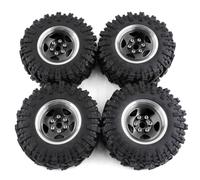 Gvvsjgdbis 4pcs 98mm Metal 1.9Inch Beadlock Wheel Rim Rubber Tire Set for 1/10 RC Crawler Car TRX4 D90 Axial SCX10 II III Black