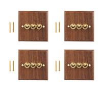 Gvvsjgdbis 4X Retro American Industrial Style Light Switch Socket,Solid Wood Brass Toggle Switch Plate, Antique Home Stay Switch(3)
