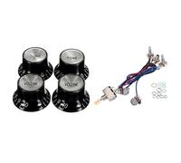 Gvvsjgdbis 5 Pcs Guitar Parts:1 Pcs Lp Electric Guitar Pickups Wiring Harness Kit 2T2V 500K Pots 3 Way Switch with Jack & 4 Pcs Guitar Knobs 2 Volumes and 2 Tones Silver Top Hat Bell